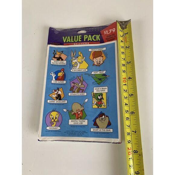 Vintage Looney Tunes Sticker Pack 90s 1994 Hallmark Bugs Tweety Elmer Taz SEALED - Picture 5 of 5